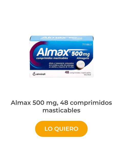 Almax 500 mg, 48 comprimidos masticables para el ardor de estomago