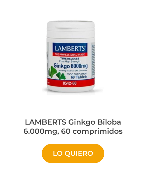 pastillas para estudiar mejor LAMBERTS Ginkgo Biloba 6.000mg, 60 comprimidos