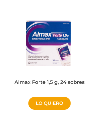 alivio del ardor de estomago con Almax Forte 1,5 g, 24 sobres