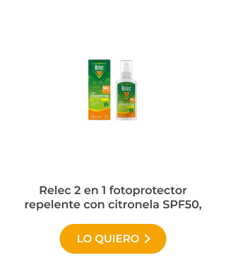 Relec 2 en 1 fotoprotector repelente con citronela SPF50, 100 ml
